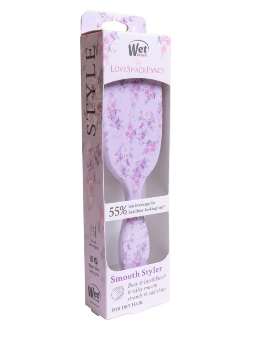 LoveShackFancy WetBrush Happy Thoughts Shine Enhancer Brush Hibiscus NWT